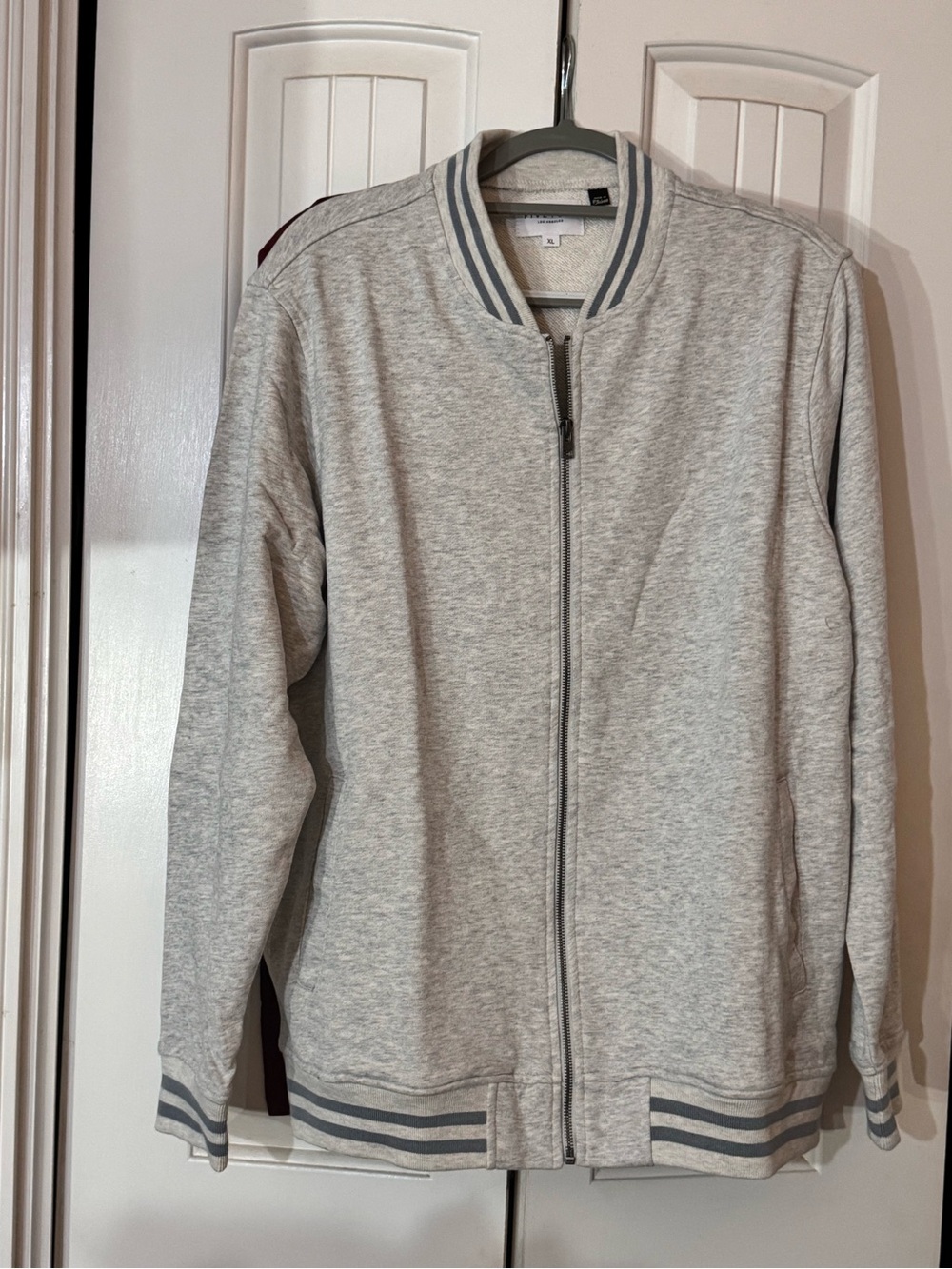 Five Four Light Gray Varsity-Style Zip Jacket